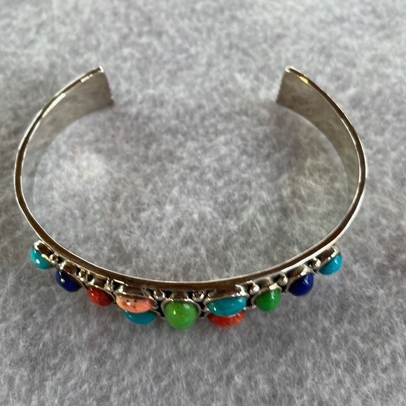 Multi Stone Sterling Cuff Bracelet - Picture 4 of 4